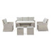 Conjunto Ariel sofá + 2 sillones + 2 taburetes + mesa