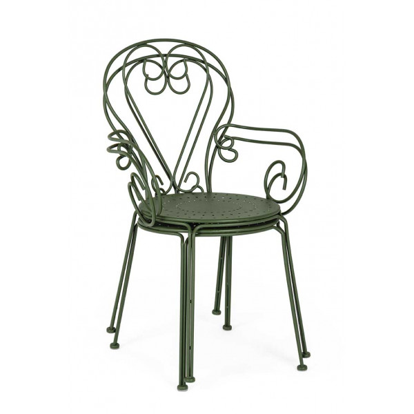 Conjunto Etienne mesa Ø70cm + 2 sillas, color Forest