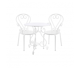 Conjunto Etienne mesa Ø70cm + 2 sillas, color Blanc