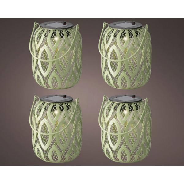 Set de 4 lámparas solares decorativas, color verde claro